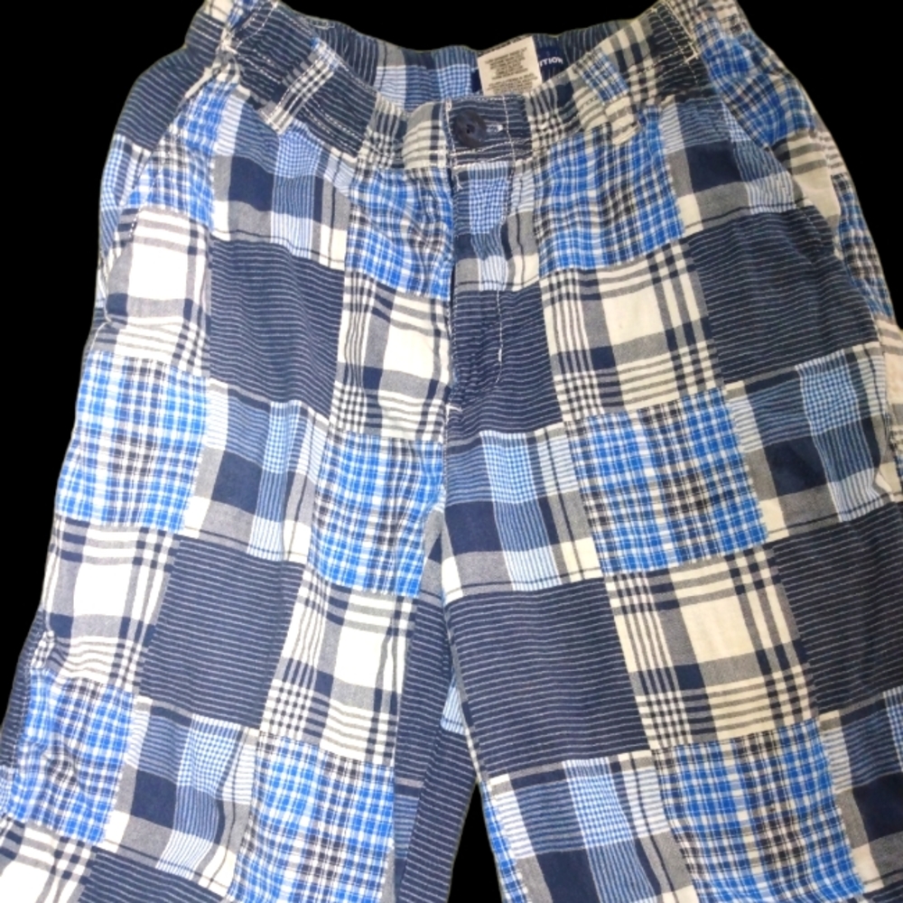 Boys shorts , blue patched, adjustable waist , size 14
